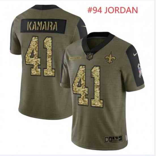 Men New Orleans Saints 94 Cameron Jordan 2021 Salute To Service Olive Camo Limited Stitched Jersey